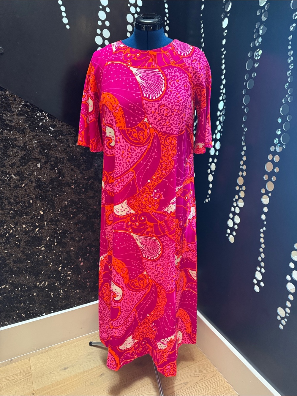 Royal Hawaiian Vibrant Pink & Orange Graphic Kaftan Maxi Dress - One Size